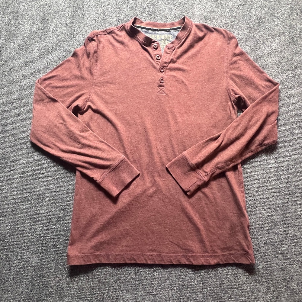 Weatherproof Vintage Mens Long Sleeve Henley Shirt Burgundy Red Small WPL 11590